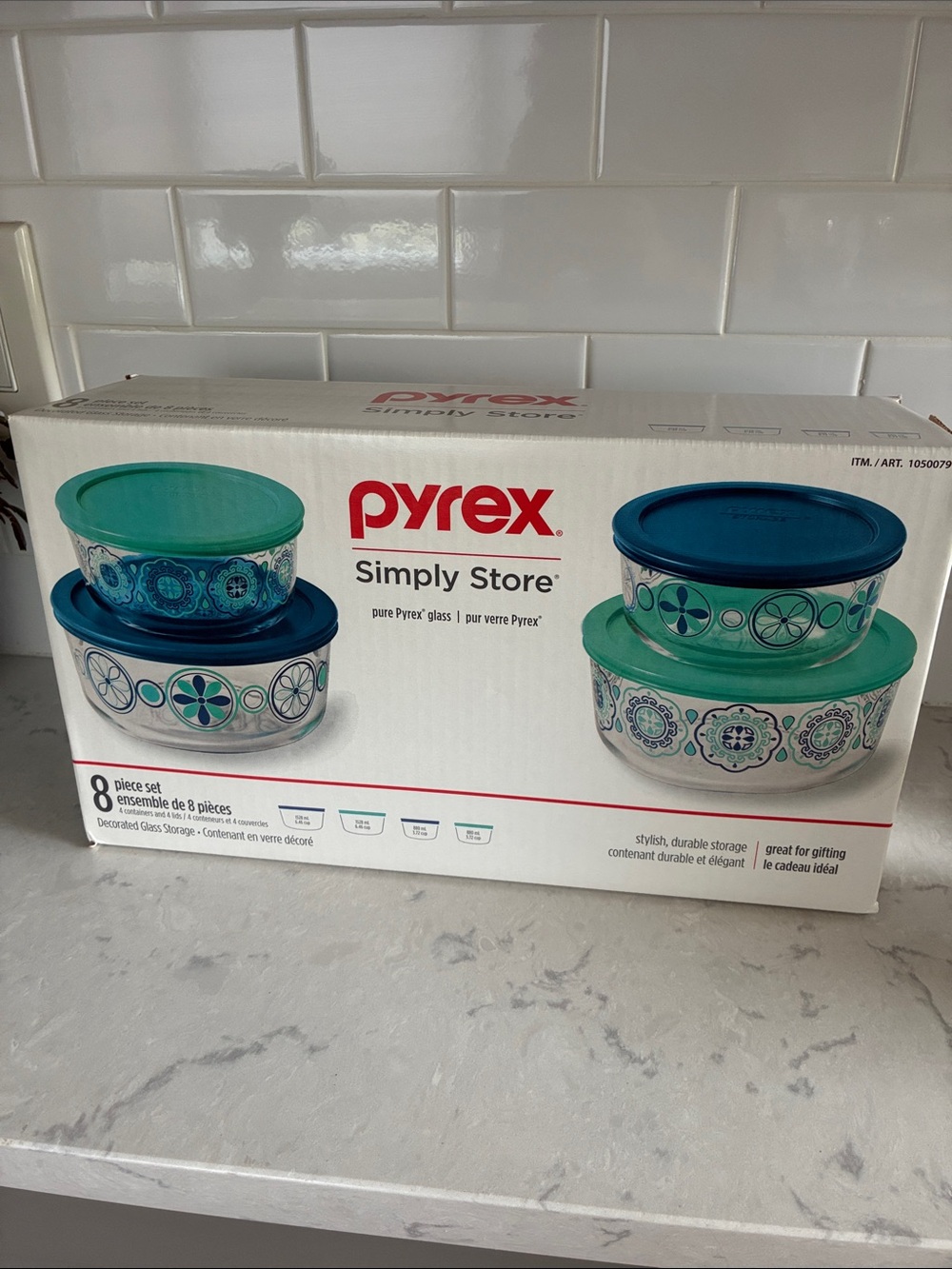 Pyrex Simply Store Glass Bowls with Teal and Blue Lids